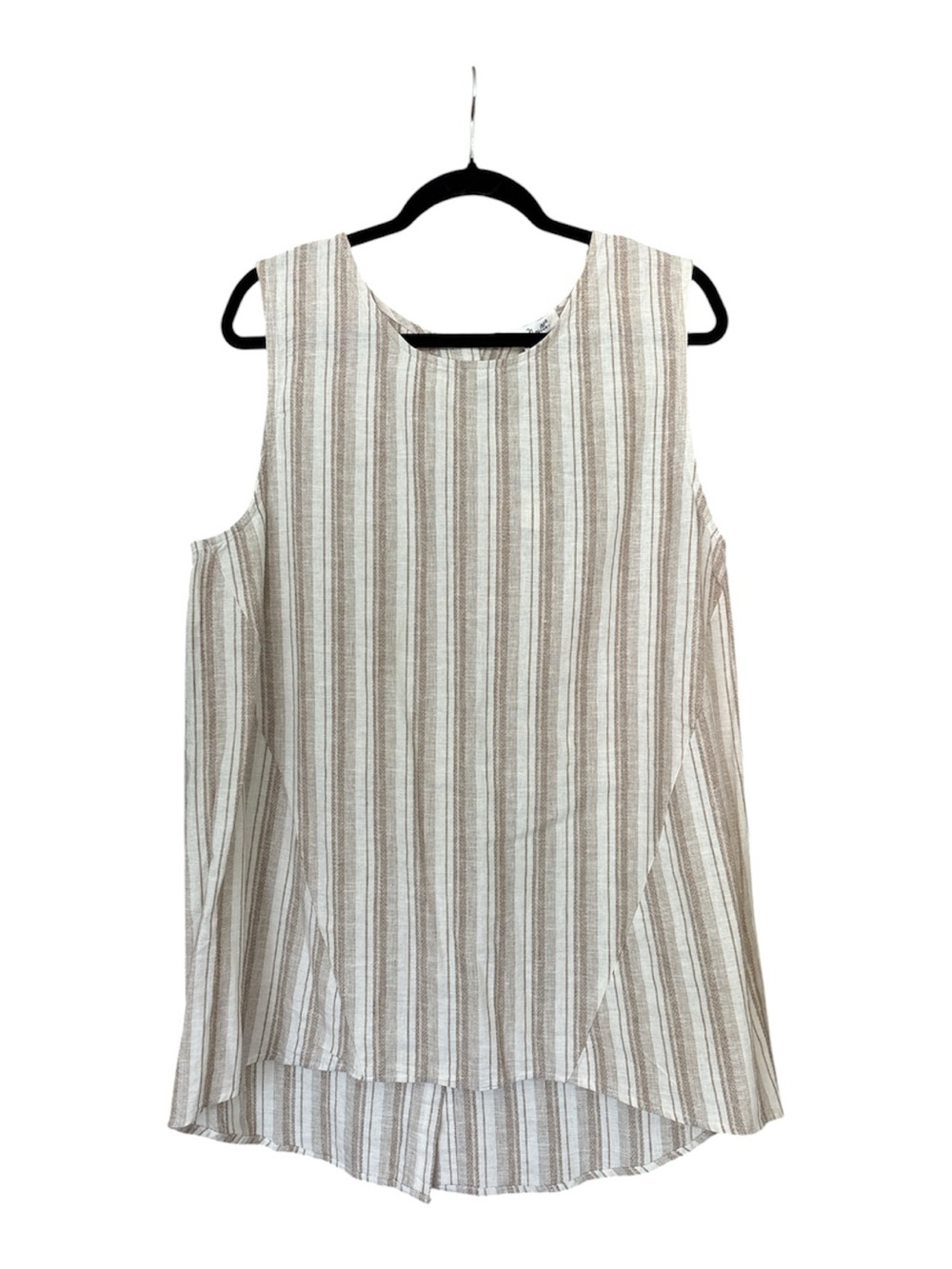 Simply Noelle Cream and Tan Striped Sleeveless Tank
